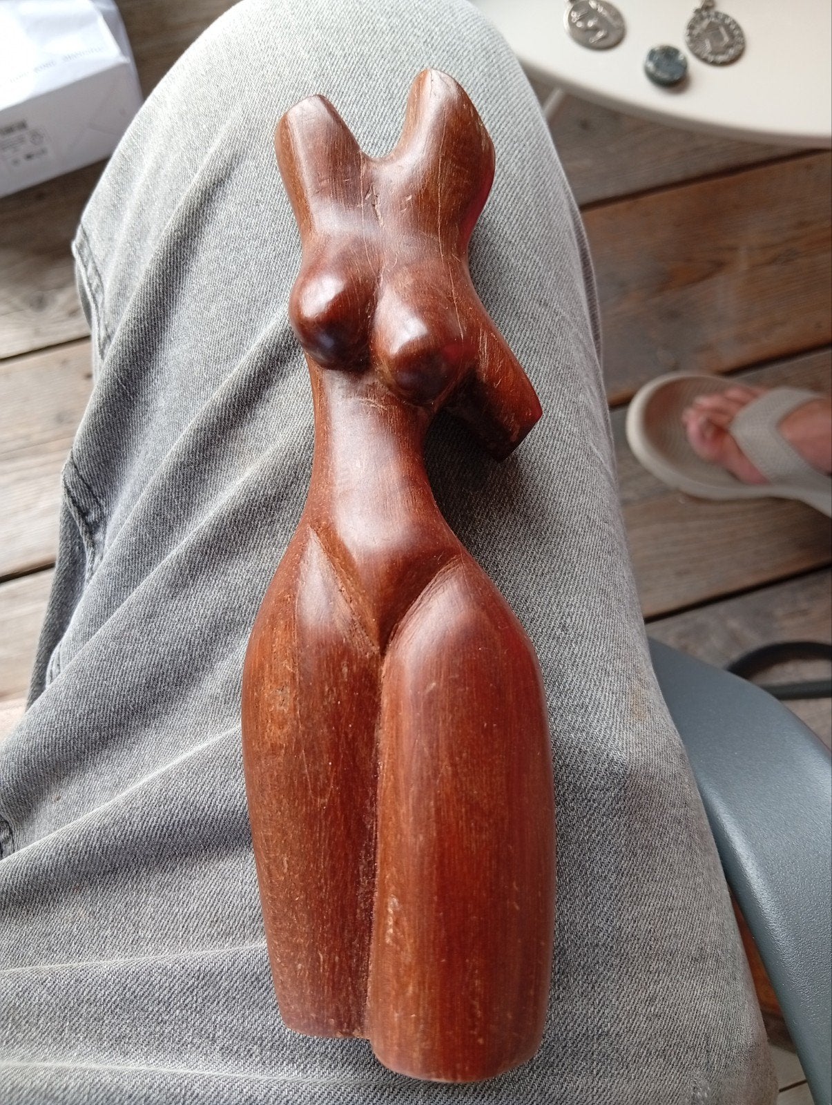 Houten sculptuur van vrouwelijk torso, handgesneden, Ophalen of Verzenden, Handgemaakt, 20 - 50 cm, Beeld