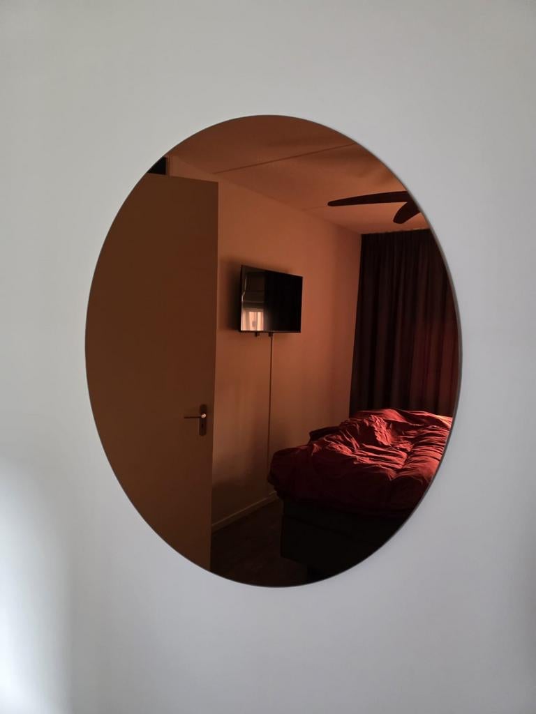 Grote ronde spiegel - Donker brons - Diameter 80 cm, Huis en Inrichting, Woonaccessoires | Spiegels, Ophalen