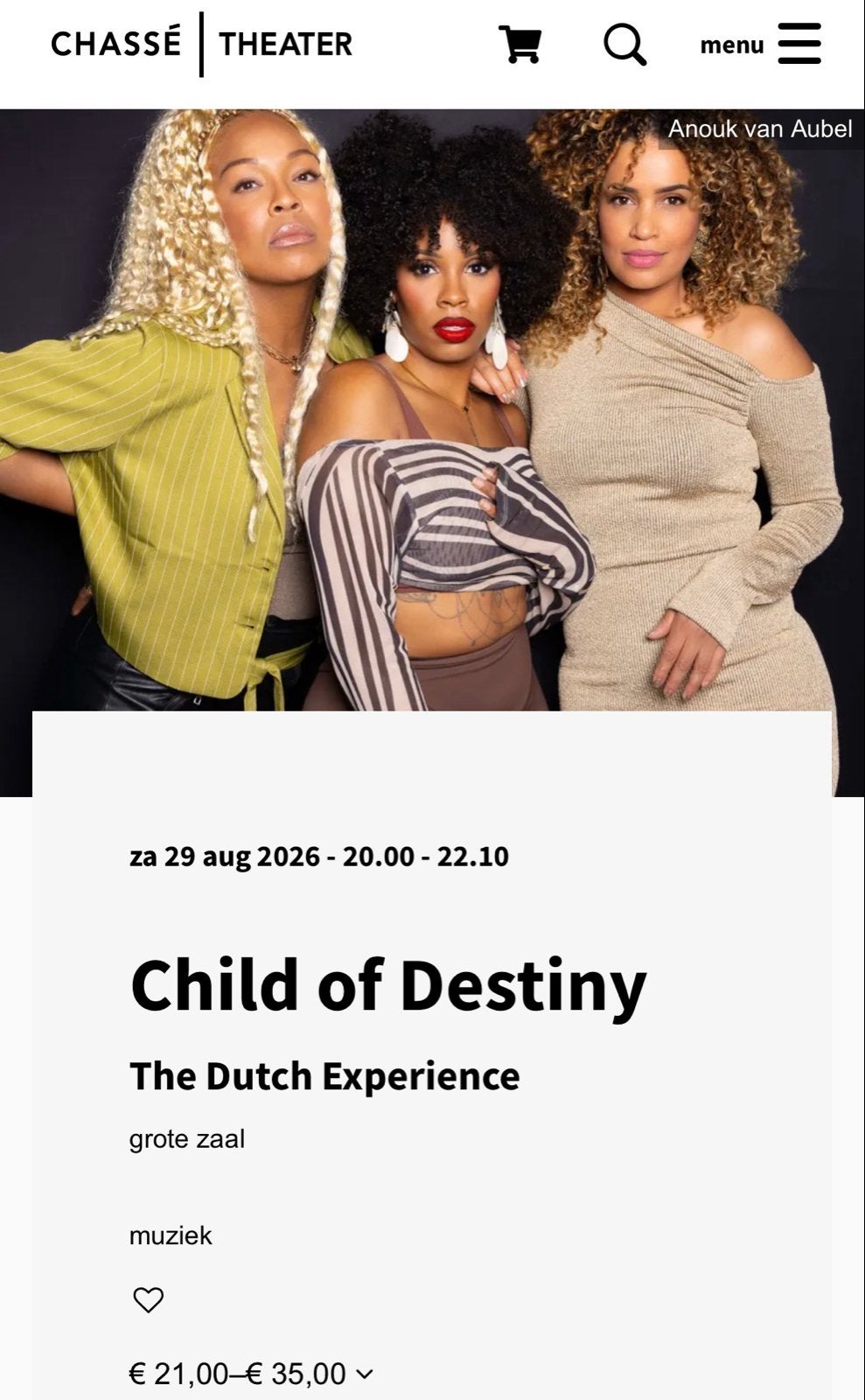 Concert Child of Destiny zat. 29-8-26 Chassé Breda, Tickets en Kaartjes, Twee personen, Augustus