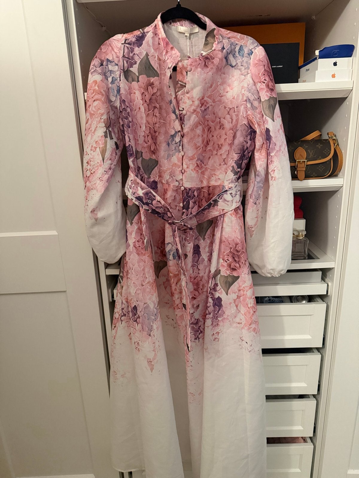 Elegante bloemenjurk met ceintuur, Maat 38/40 (M), Meerkleurig, Ophalen of Verzenden, Zo goed als nieuw
