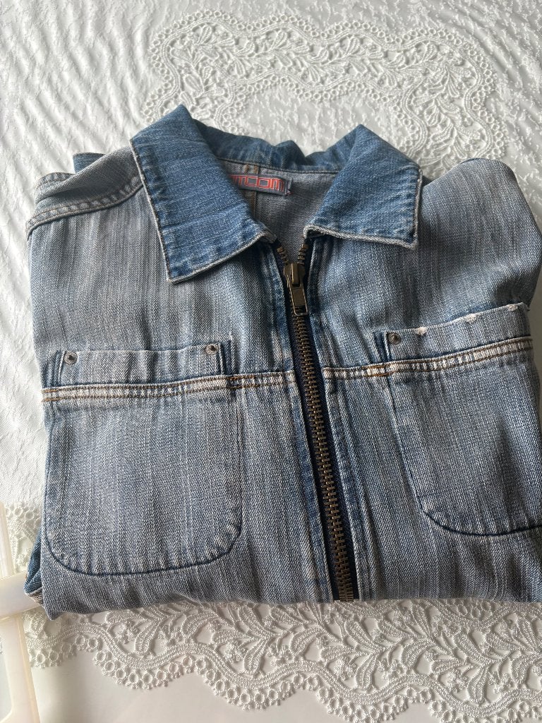 Stoere denim spijkerjas met rits, Onbekend, Blauw, Maat 56/58 (XL), Ophalen of Verzenden
