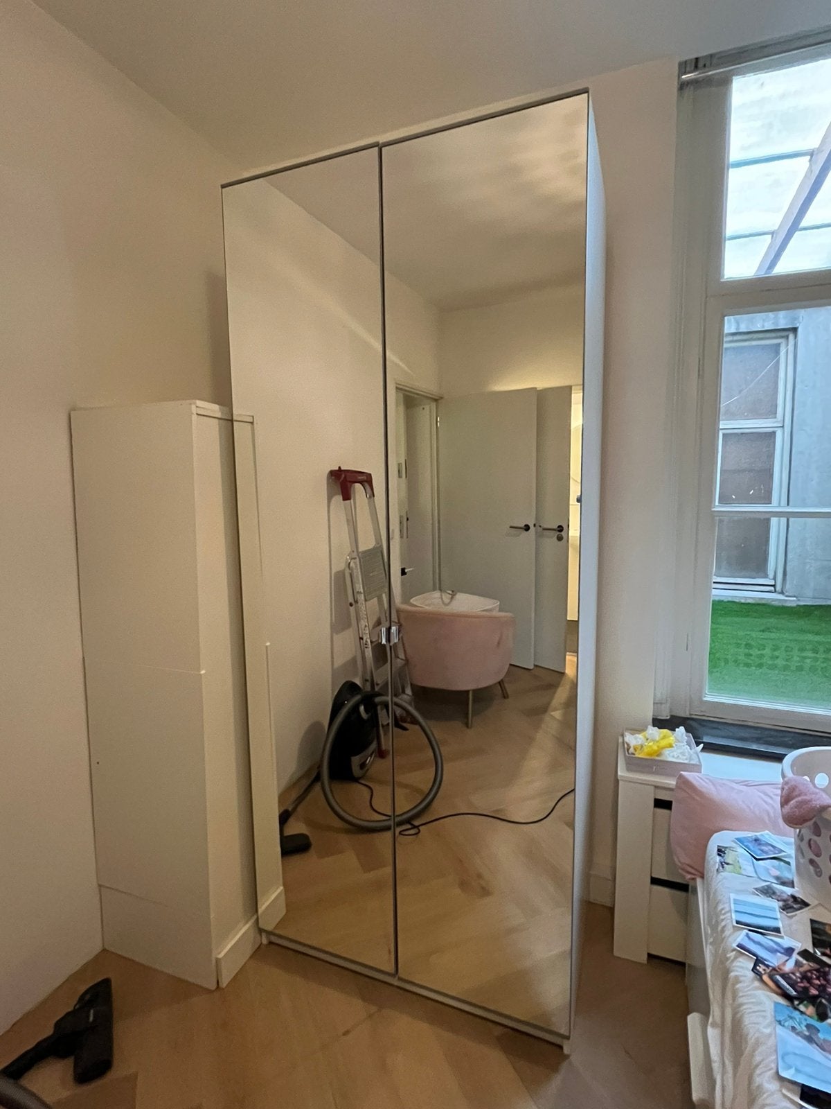 Dubbele Ikea Pax met spiegeldeuren, Ophalen, 50 tot 100 cm, Zo goed als nieuw, Minder dan 100 cm