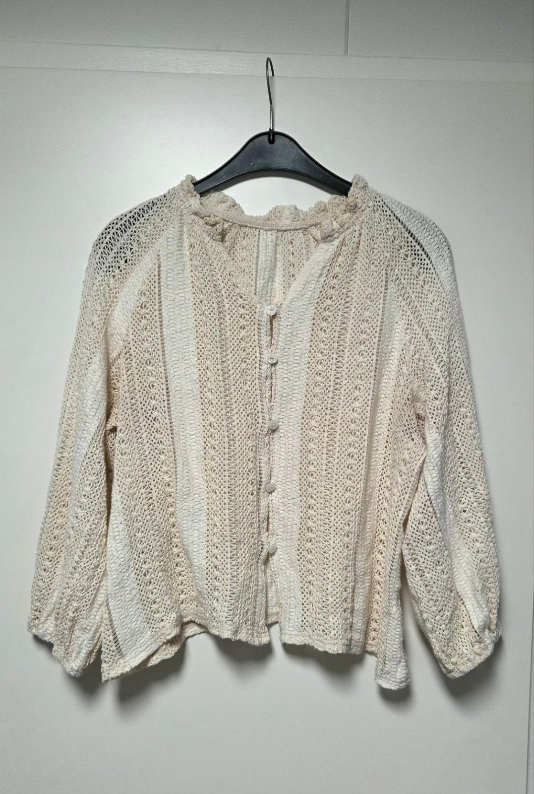creme kleurige gehaakte blouse maat L/40, Maat 38/40 (M), Beige, Ophalen of Verzenden, Zo goed als nieuw