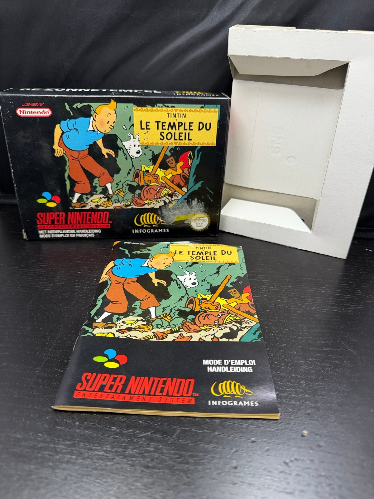 Tintin Le Temple du Soleil SNES - Doos, boekje en inleg, Verzenden, H, D, S