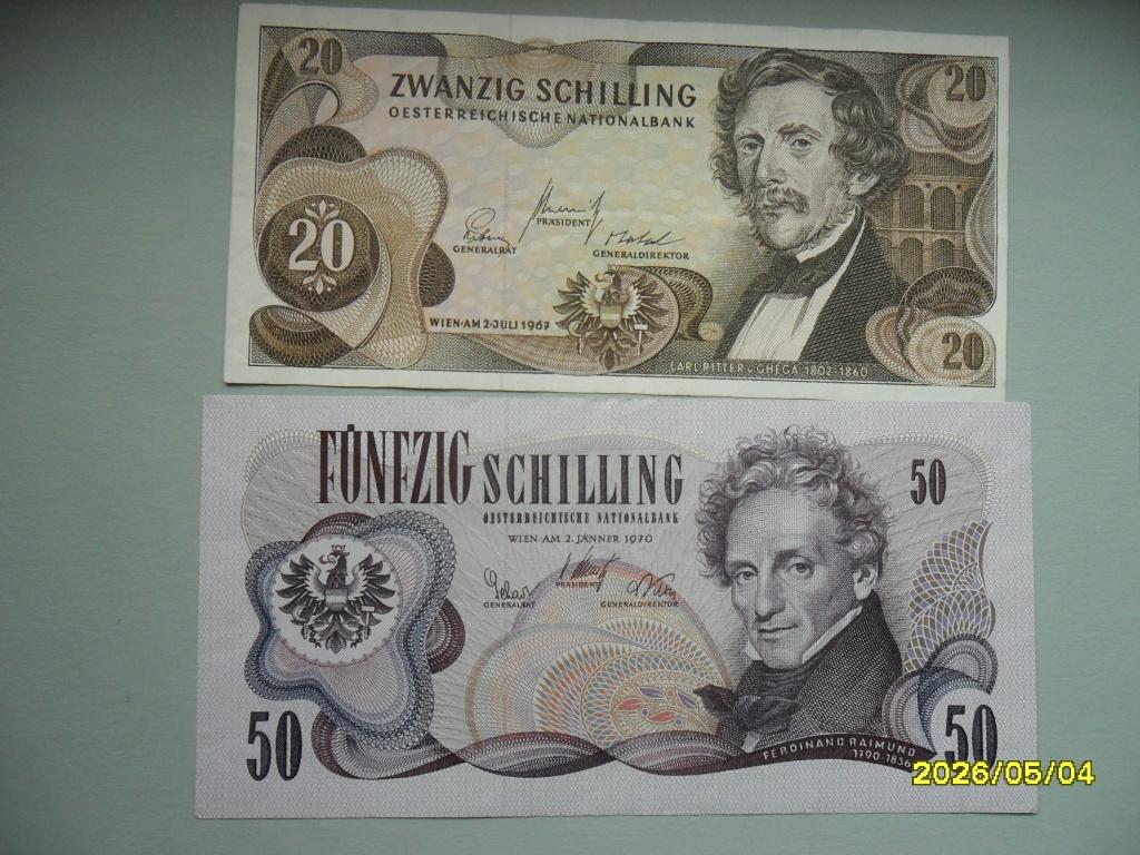 Oostenrijk #142a+143a [1967+1970] / 20+50 schilling, Postzegels en Munten, Bankbiljetten | Europa | Niet-Eurobiljetten, Verzenden