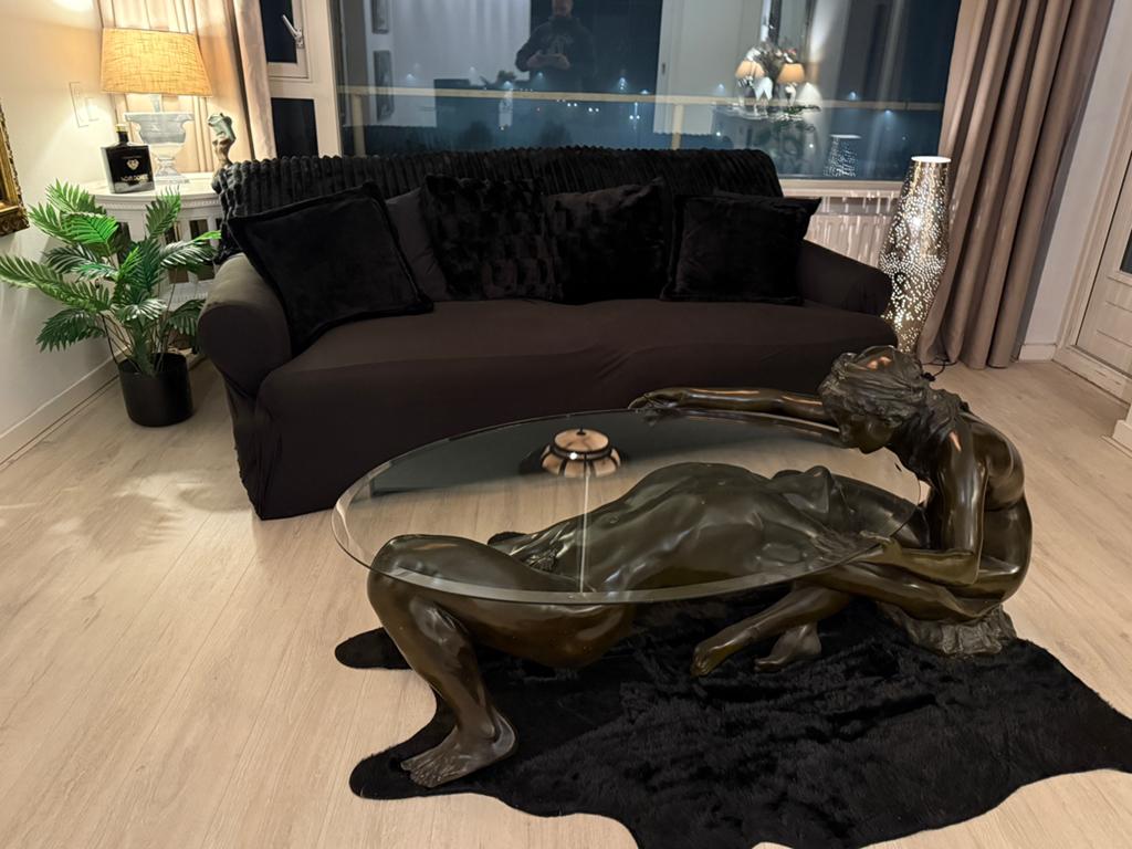 bronze salontafel met glas plaat, Ophalen, 100 tot 150 cm, 50 tot 100 cm, Minder dan 50 cm