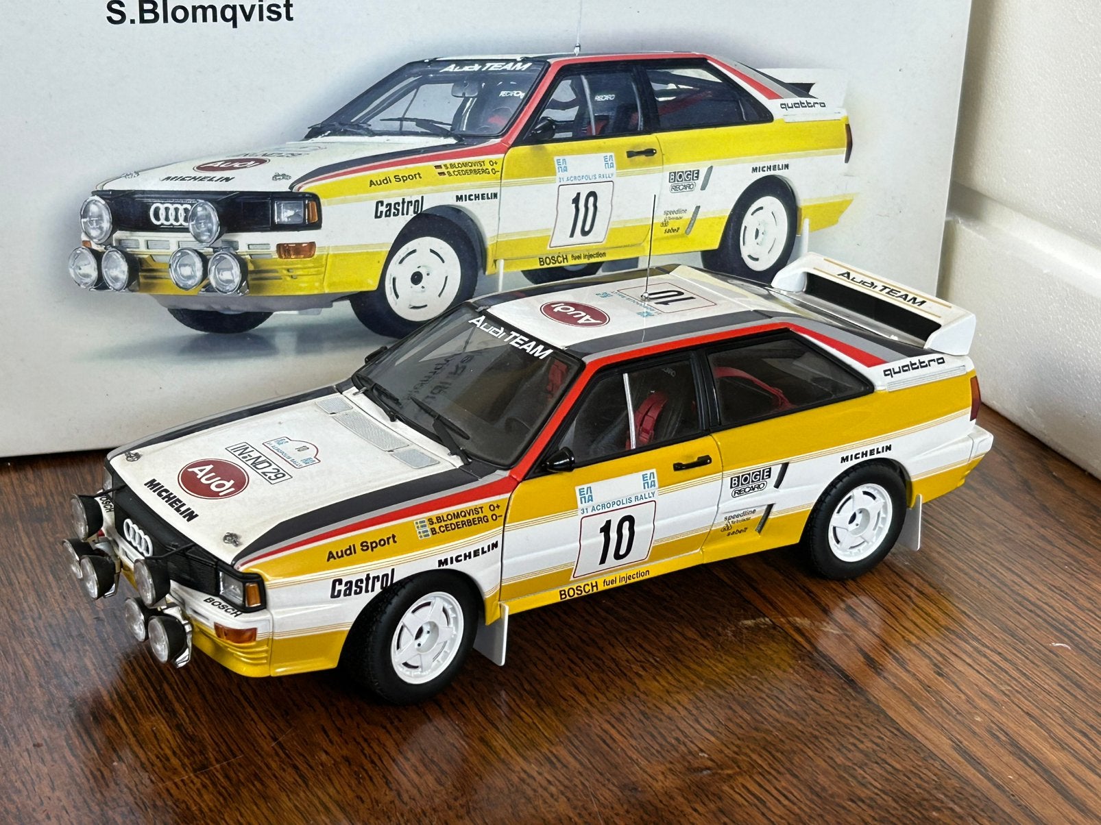 AUTOart 1:18 Audi Quattro Rallye 1984 #10 Blomqvist  88402, Ophalen of Verzenden, Gebruikt, Auto, Autoart