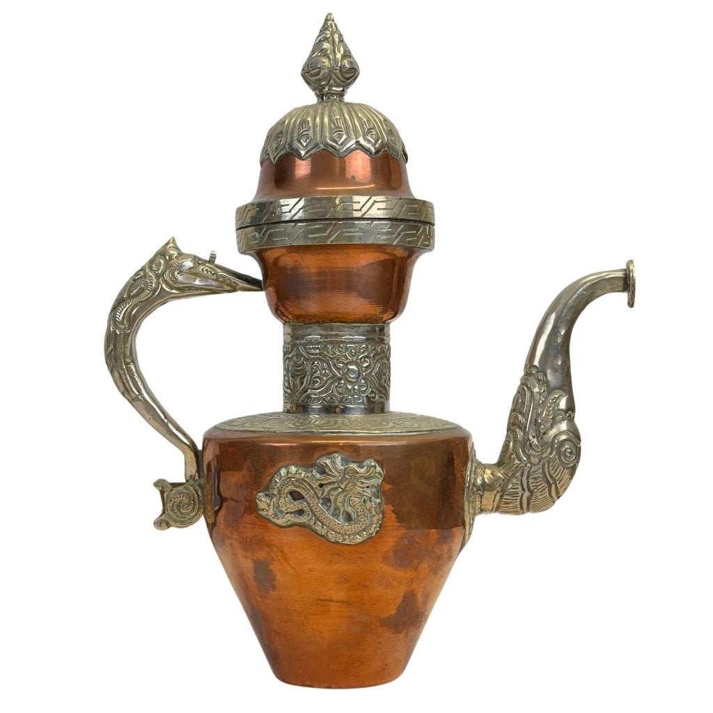 Drakenkannen – Tibetaanse koper – Paktong, Tibet, Ophalen of Verzenden, Ritueel object, Metaal