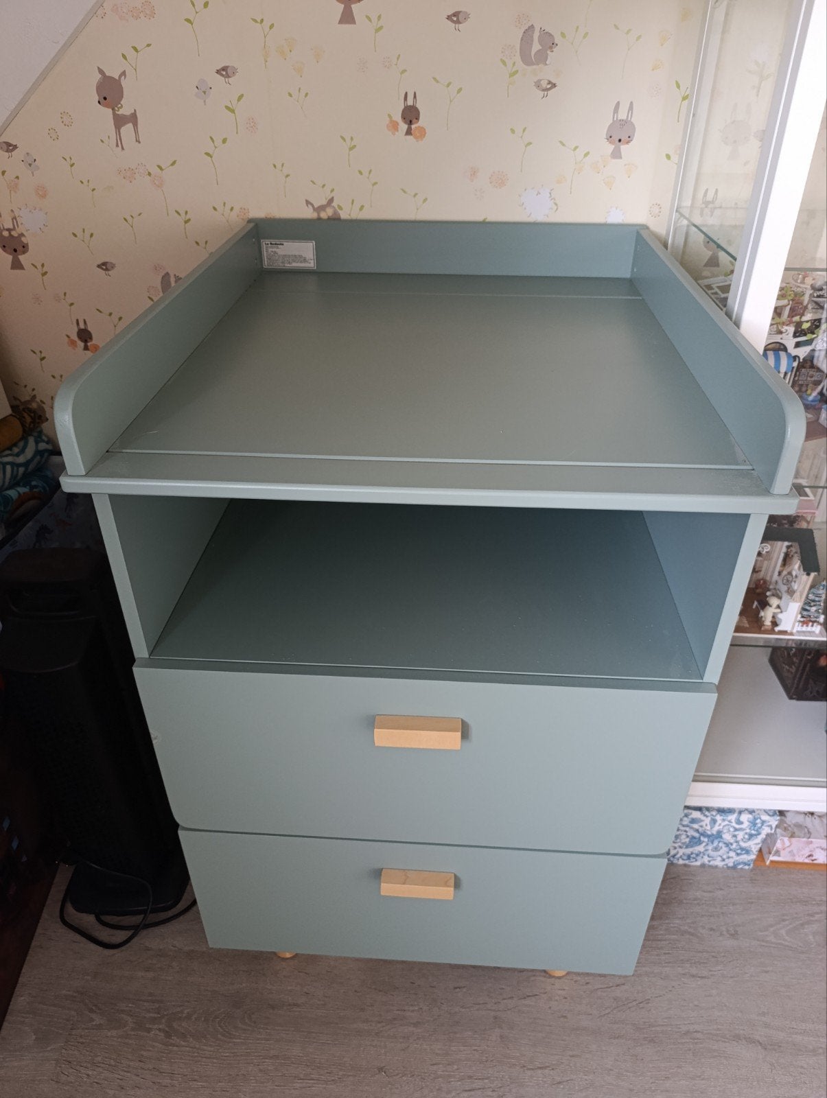 Mooie groen-grijze commode, zo goed als nieuw, Ophalen, 50 tot 70 cm, 90 tot 105 cm, 100 cm of meer