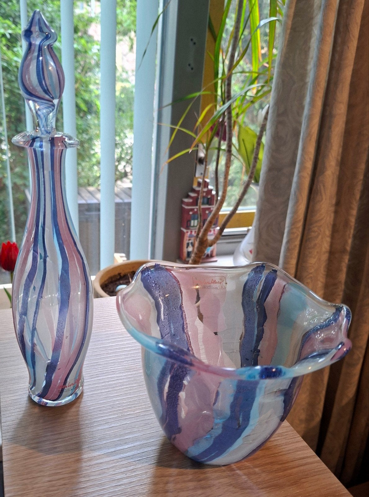 Vera Walther Glaskunst Set • Karaf & Schaal • Jaren  70/80, Ophalen of Verzenden