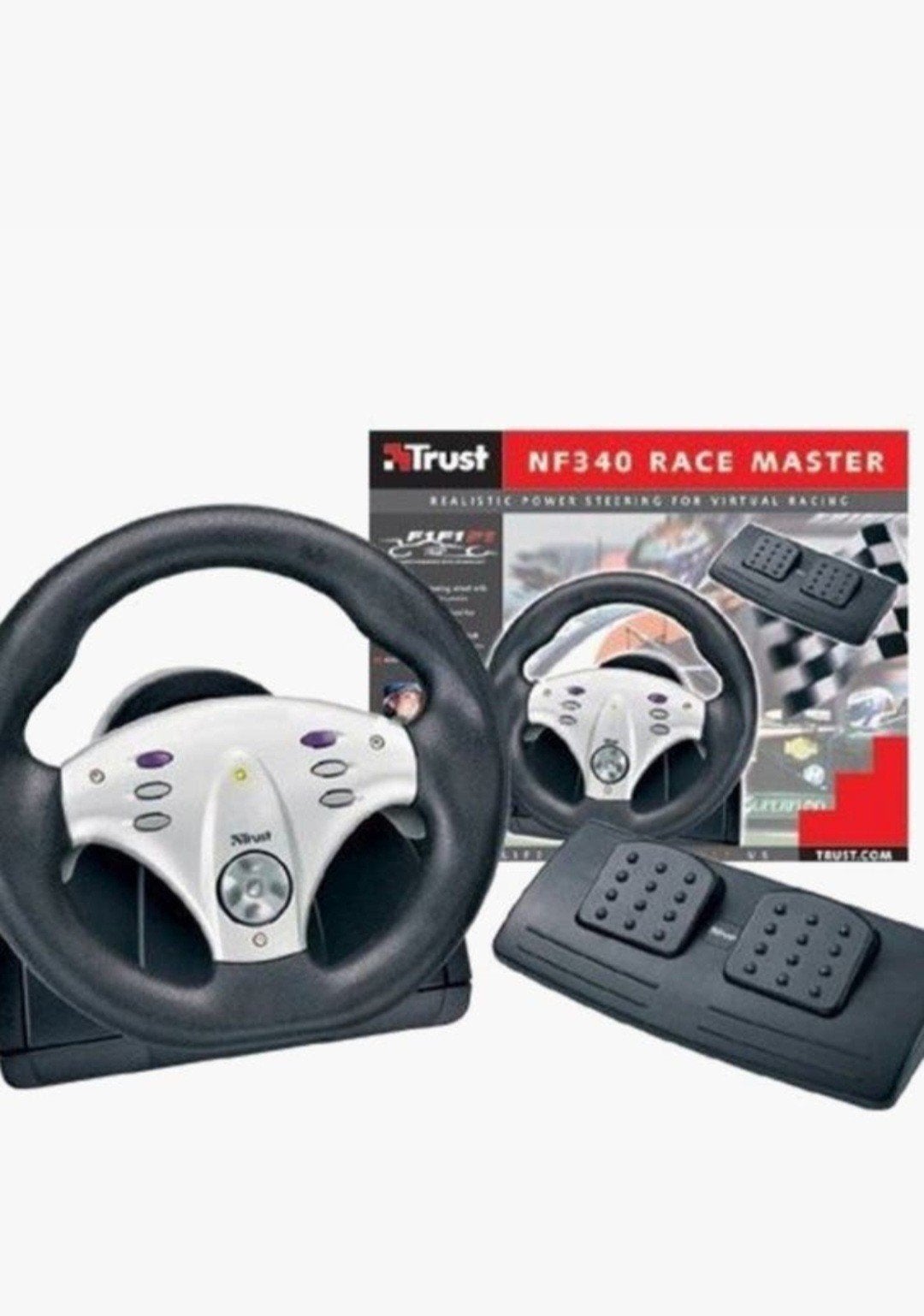 Trust NF340 Race Master racestuur met pedalen voor PC, Spelcomputers en Games, Ophalen of Verzenden, Gebruikt, Racen en Vliegen