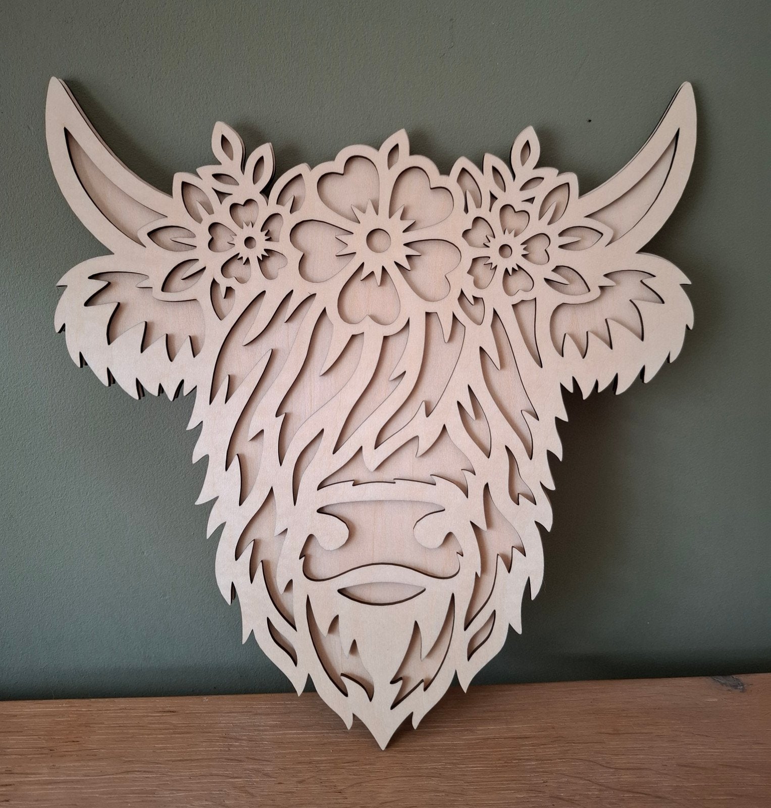 nieuw, leuk schilder project , houten hoogland koe. Wanddeco, Ophalen of Verzenden, Nieuw