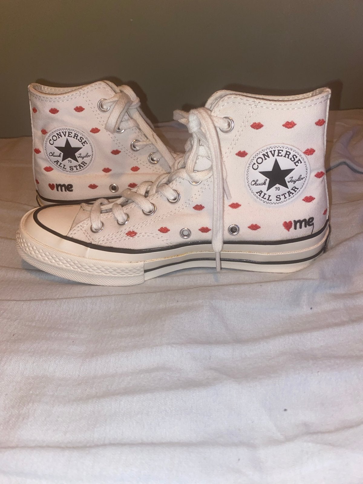 Converse All Star Chuck 70 High Top Sneakers - Kisses, Ophalen of Verzenden, Zo goed als nieuw, Wit, Sneakers of Gympen