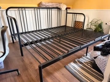 IKEA Fyresdal bedbank zwart uitschuifbaar, Ophalen, Zwart, Tweepersoons, 200 cm
