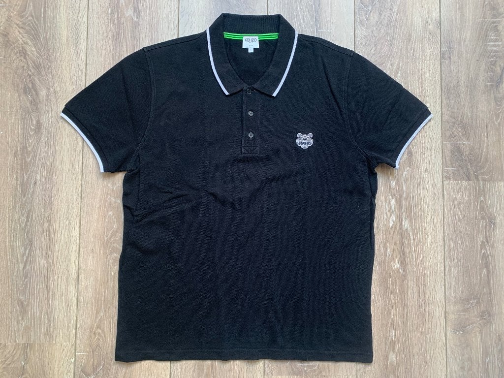 Kenzo polo korte mouw zwart wit L = 52 / 54, Maat 52/54 (L), Zwart, Zo goed als nieuw, Kenzo