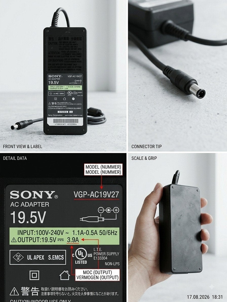 Sony AC Adapter VGP-AC19V27 - 19.5V Lader, Ophalen of Verzenden, Gebruikt, Sony