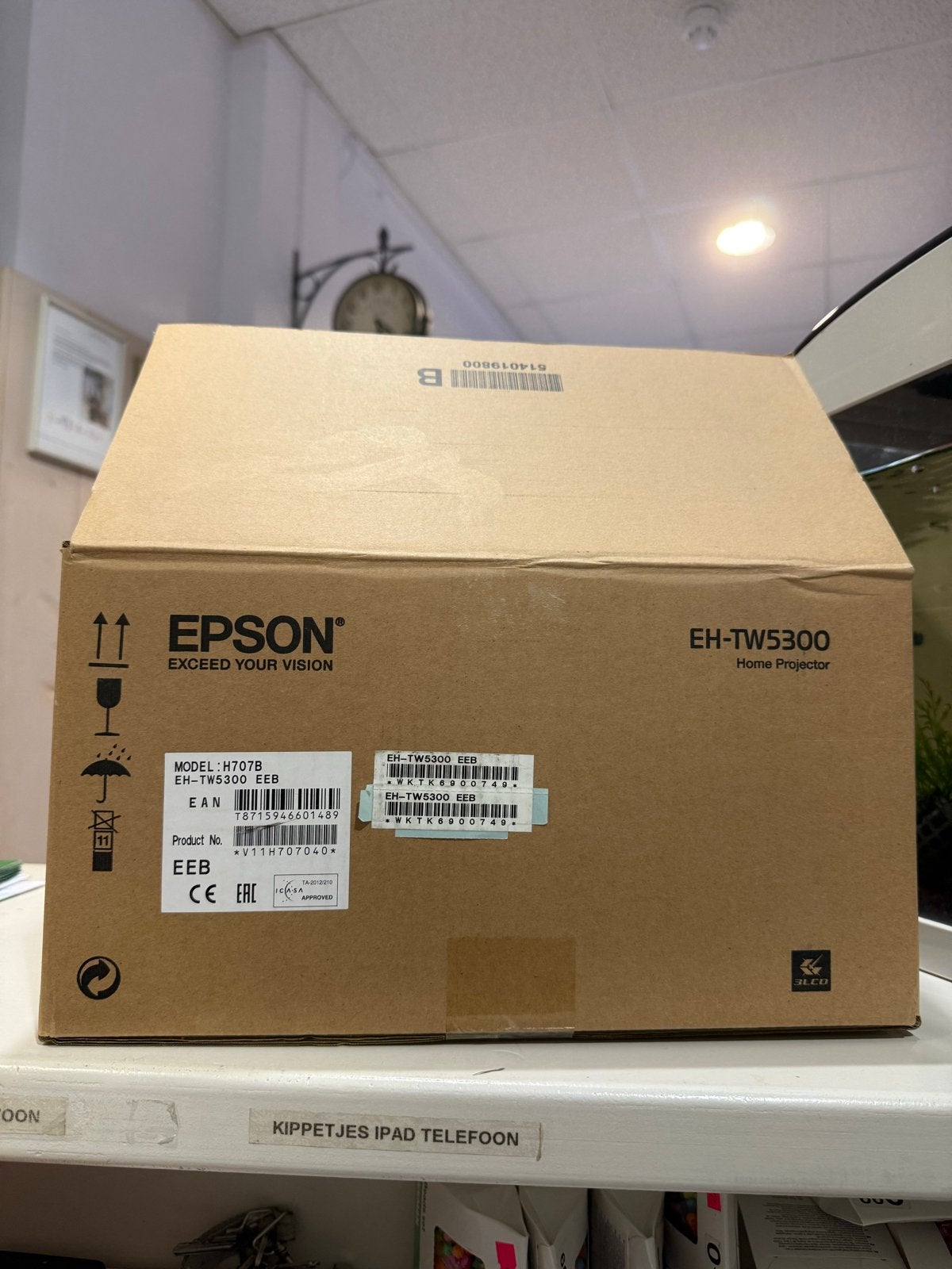 Epson EH-TW5300 Full HD 3D beamer + originele doos, Ophalen, Zo goed als nieuw, LCD, Full HD (1080)
