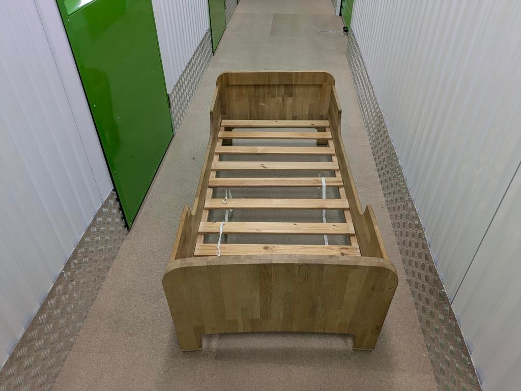 Massief eikenhouten bed 140x70, nette staat, Ophalen, Gebruikt, 70 tot 85 cm, 140 tot 160 cm