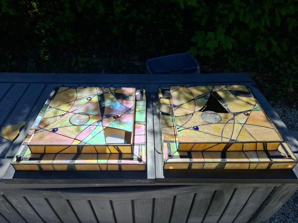 Twee vierkante tiffany lampen, Huis en Inrichting, Ophalen