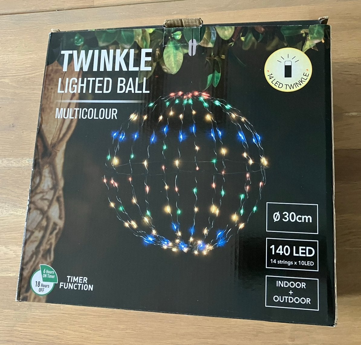 Lichtbollen / Twinkle Lighted Ball 3x, Ophalen, Kunststof, Minder dan 50 watt, Batterij