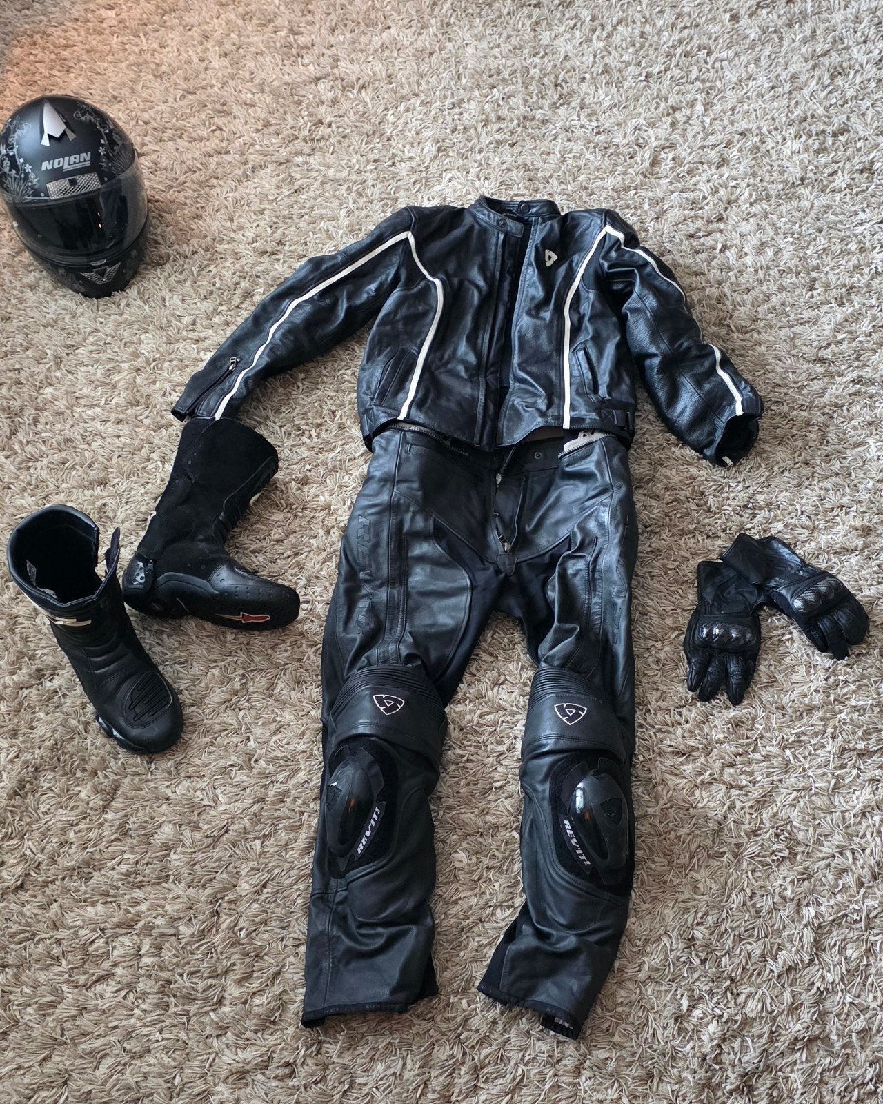 Motorpak: leren jas/broek, Alpinestars laarzen/handsch, Motoren, Ophalen, Jas | leer, Rev'it, Alpinestars, Nolan, Dames