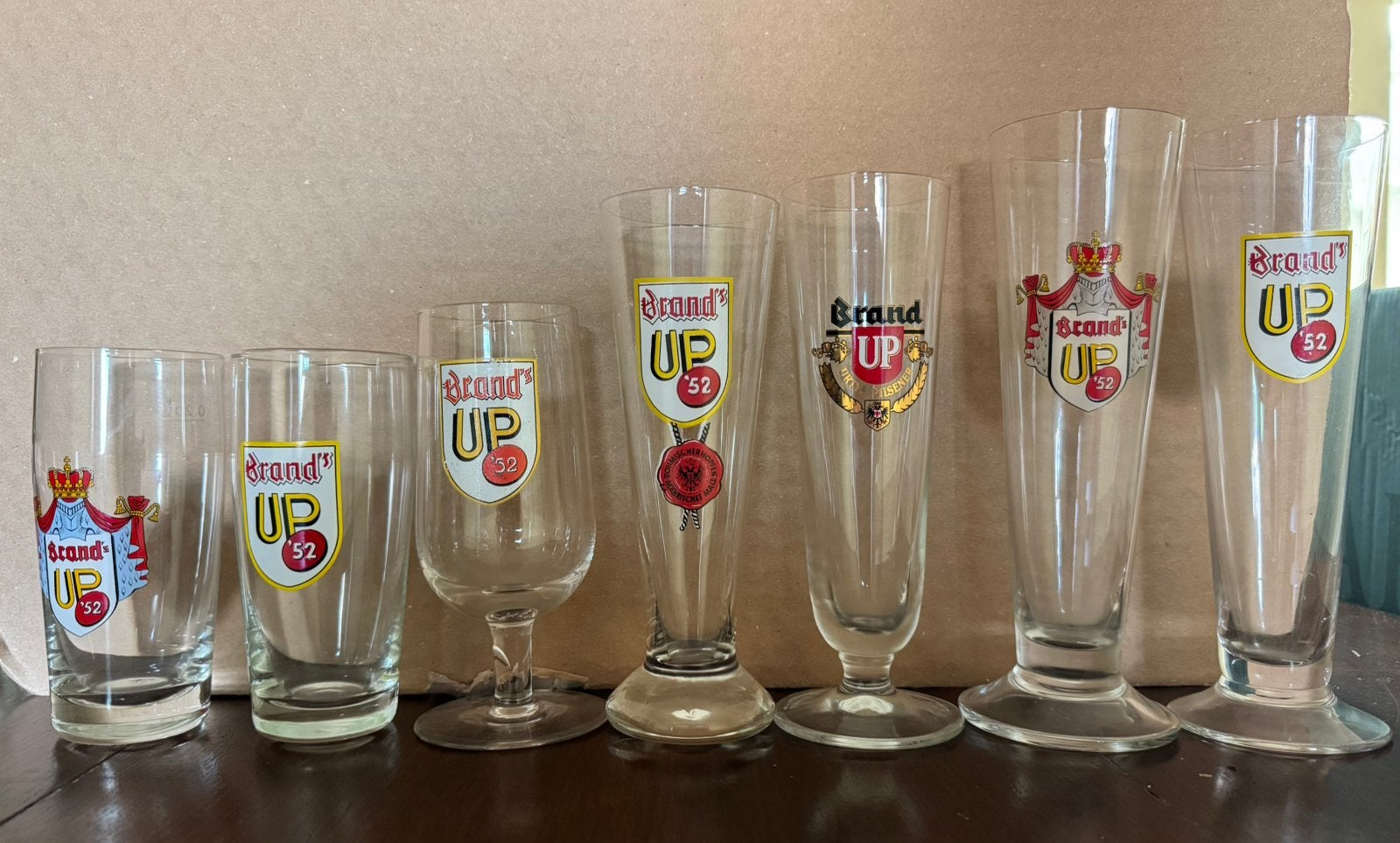 Unieke Brand Bierglazen verzameling DEEL 1, Verzamelen, Ophalen, Zo goed als nieuw, Glas of Glazen, Brand