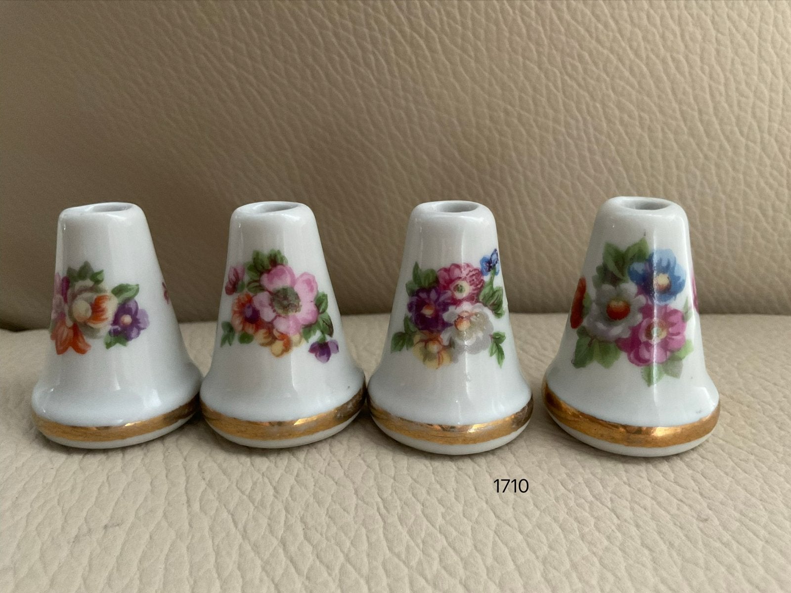 4 Limoges Frankrijk handgeschilderde porseleinen kwastjes, Ophalen of Verzenden