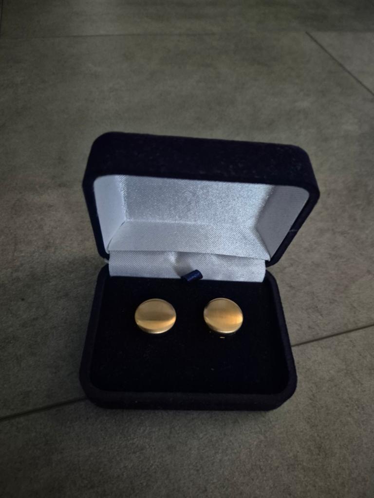 Gouden manchetknopen in doosje, Sieraden, Tassen en Uiterlijk, Manchetknopen, Ophalen of Verzenden, Nieuw, Goud
