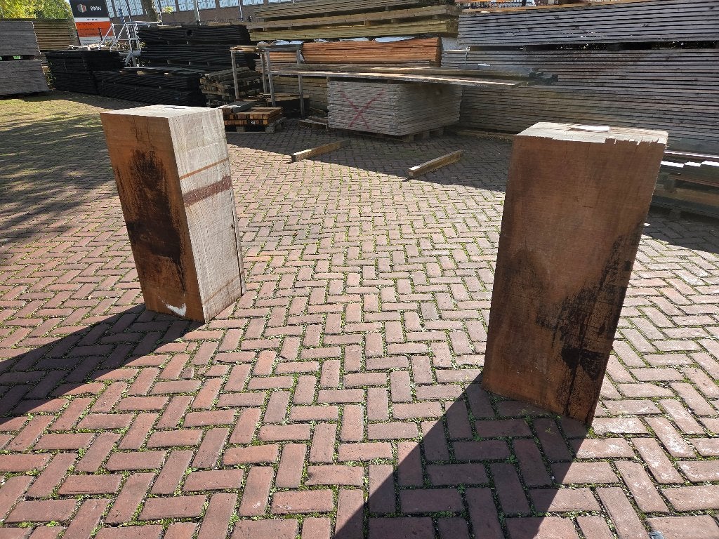 2 Blokken / Palen van Hardhout 38 x 42 x 100 cm - nr: HB6, Ophalen, Palen, Nieuw, Hardhout