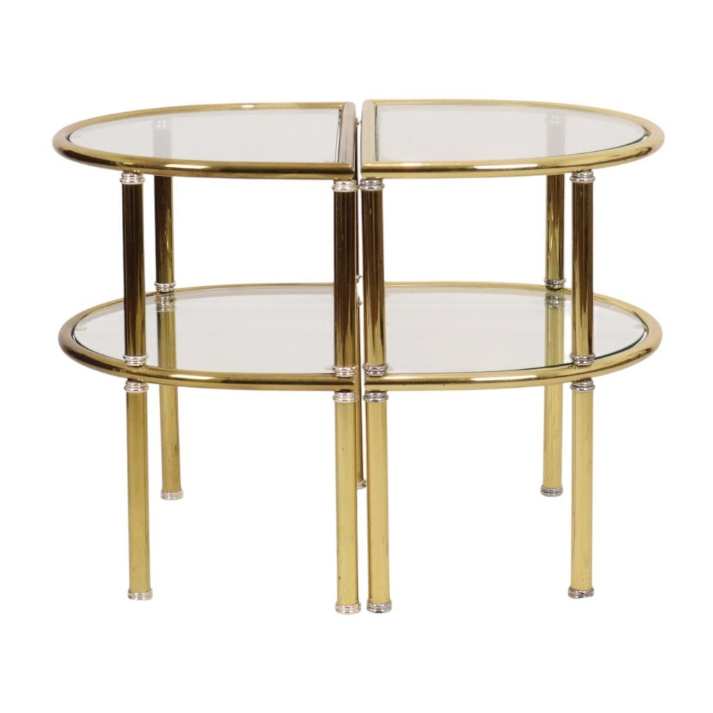 Bijzettafels Nachttafels Chroom Rookglas Hollywood Regency, Ophalen, Gebruikt, Glas, 45 tot 65 cm