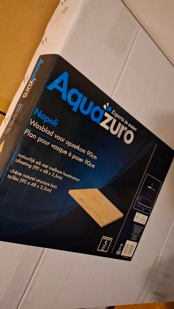 AquaZuro Napoli Wasblad voor opzetkom 90cm - Natuurlijk Eik, Ophalen, Overige typen, Nieuw, 50 tot 100 cm