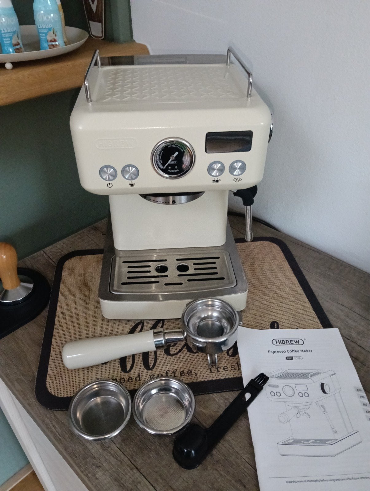 HiBREW H10A Espresso Machine - Barista koffie thuis!, Witgoed en Apparatuur, Espresso apparaat, Gemalen koffie, Zo goed als nieuw
