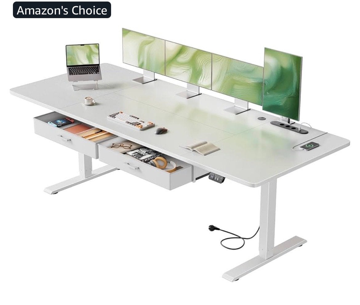 Wit bureau 200x80 met stopcontacten en lades, Huis en Inrichting, Ophalen, Stopcontact, Wit