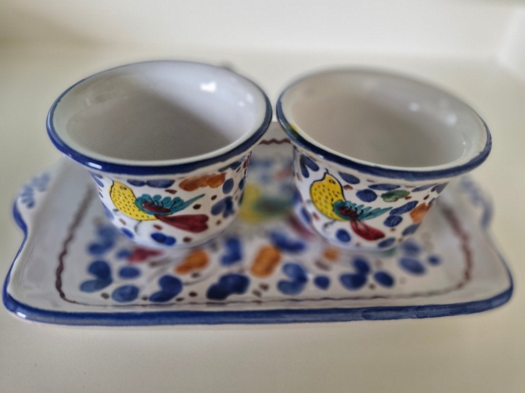 Italiaans keramieken dienblaadje en kopjes, Antiek en Kunst, Ophalen of Verzenden