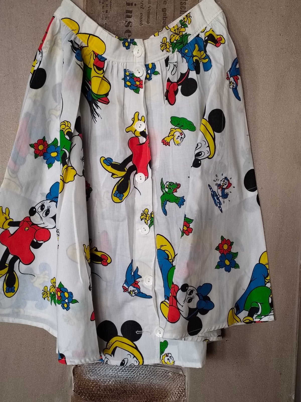 Vintage Disney Mickey Mouse klokrok - Maat M, Walt Disney, Verzenden, Gedragen, Wit