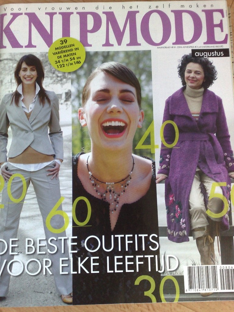 Knipmode augustus 2006 , o.a. pandjesjas voor vrouwen, Verzenden, Zo goed als nieuw, Vrouw, Knipmode