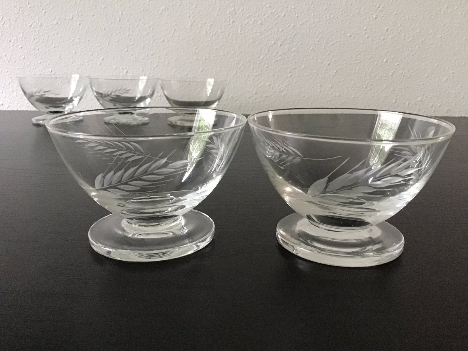 5 Vintage bowlglaasjes met voetje., Ophalen of Verzenden, Zo goed als nieuw, Overige typen