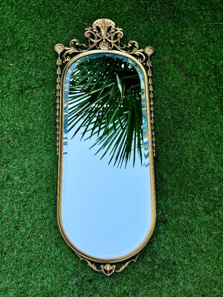 Zware Italiaanse Gouden Vintage Spiegel, Ophalen, Minder dan 50 cm, 100 tot 150 cm, Zo goed als nieuw