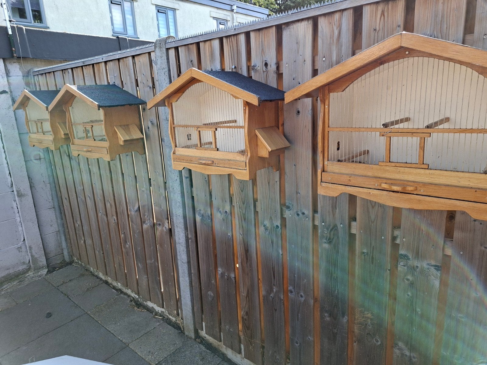 Vijf eikenhouten kooien 150euro vaste prijs, Ophalen, Zo goed als nieuw, Hout, Vogelkooi