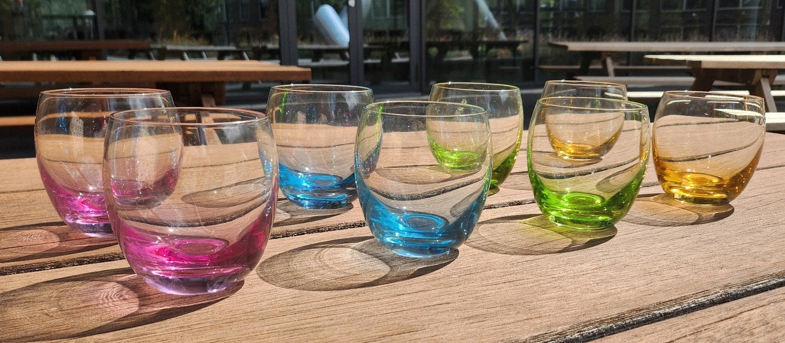 8 coloured tumblers, Ophalen of Verzenden
