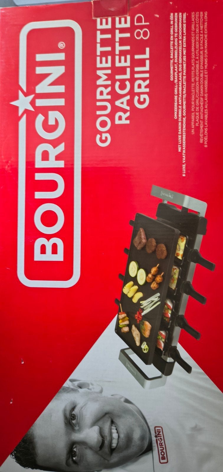 Bourgini Gourmet/Raclette Grill 8 personen - ZGAN, Ophalen of Verzenden, Zo goed als nieuw, 8 personen of meer