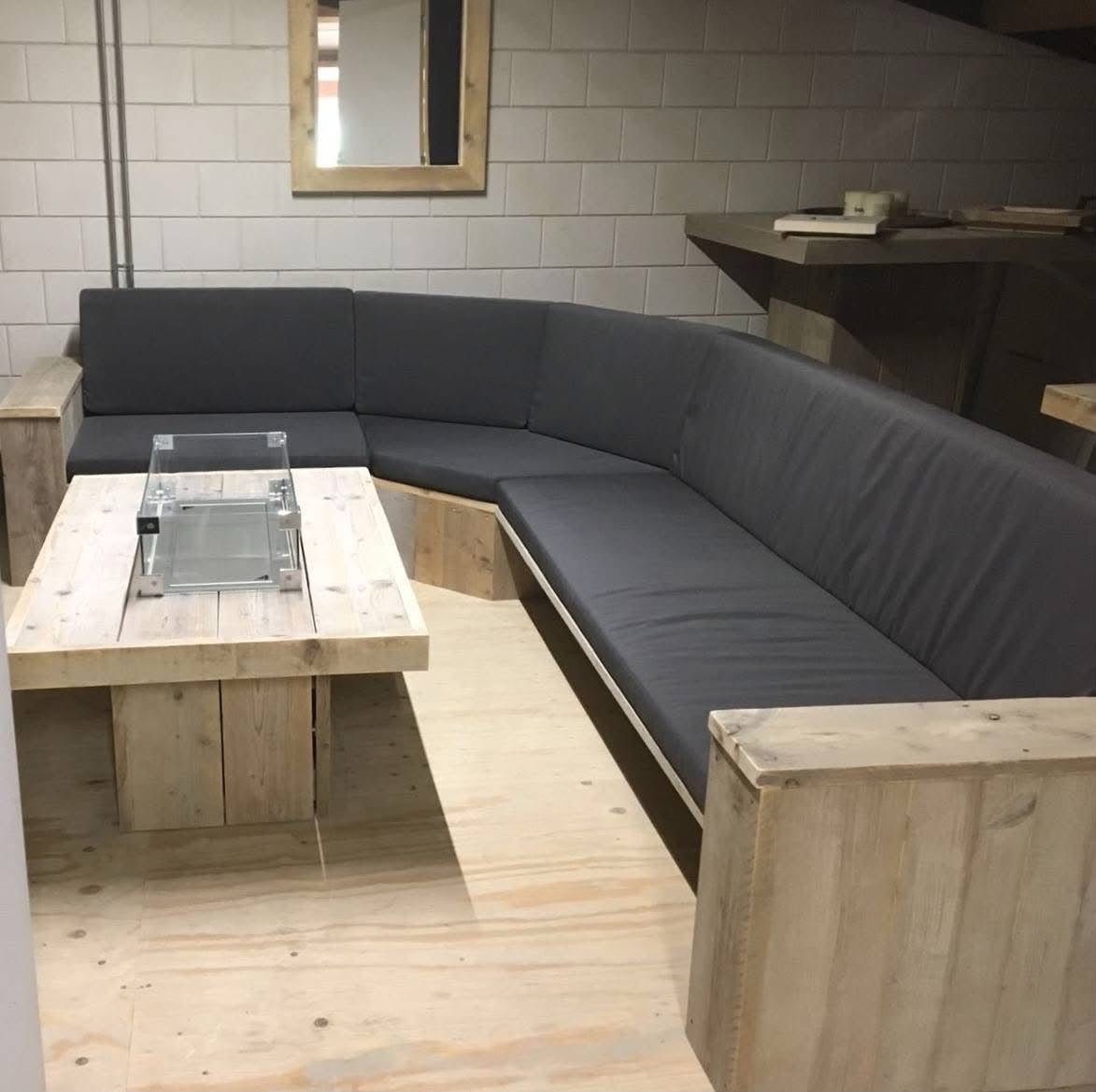 Showroommodel All weather kussensets antr. grijs en blauw, Tuin en Terras, Ophalen, Overige materialen, Zo goed als nieuw, Loungeset