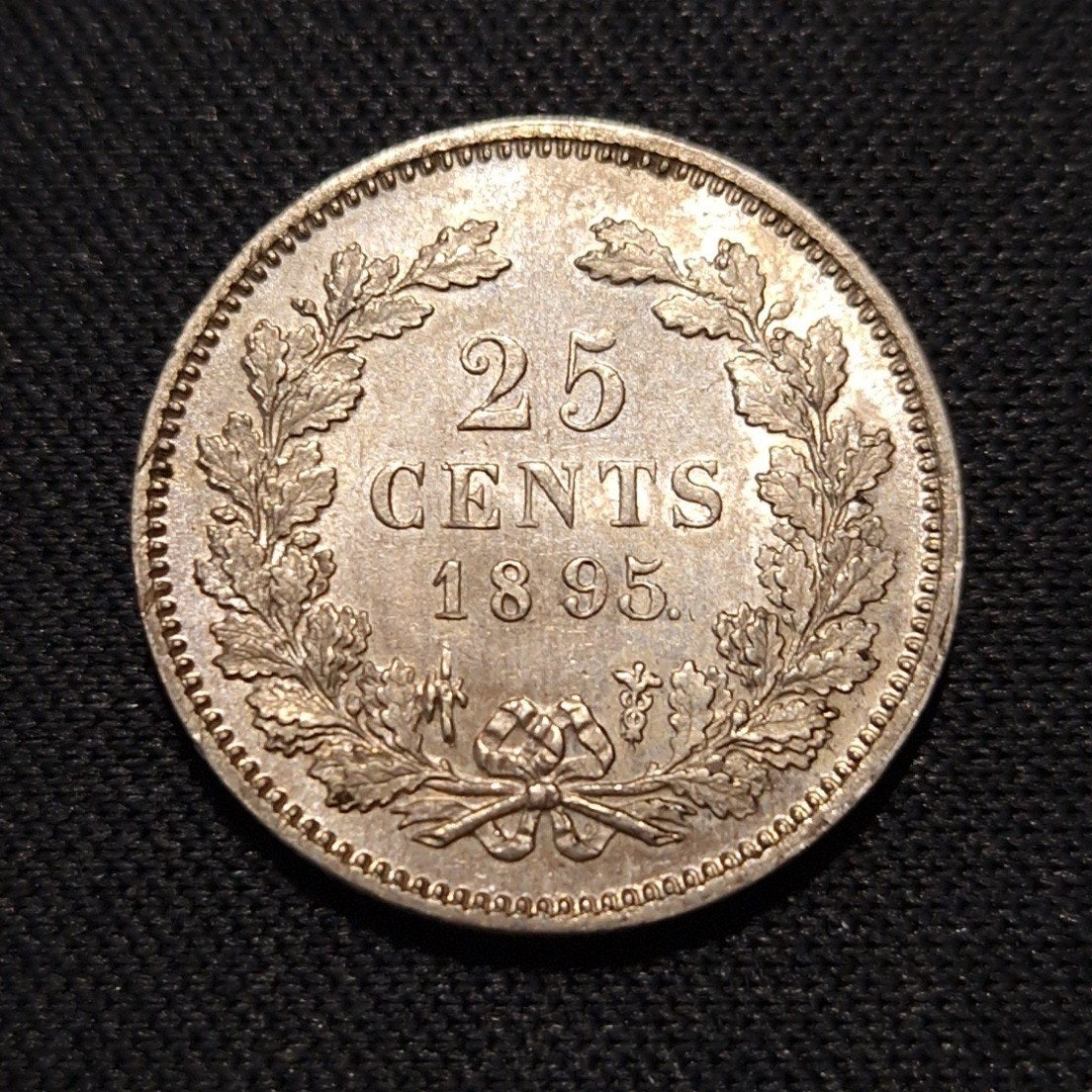 25 cent 1895 hele mooie kwaliteit, Verzenden, Zilver, 25 cent, Koningin Wilhelmina
