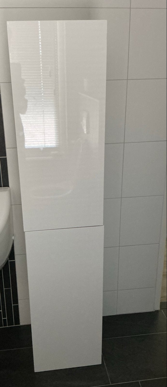 Hoogglans witte badkamerkast - Nieuwstaat, Ophalen, (Half)hoge kast, Minder dan 50 cm, Zo goed als nieuw