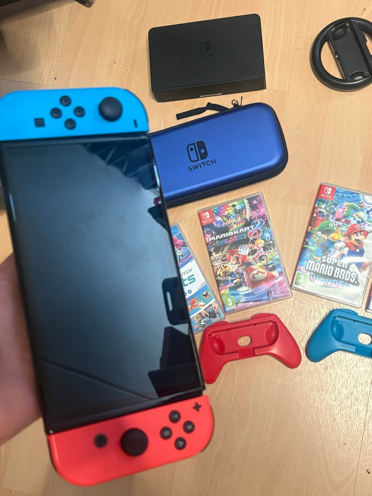 Nintendo Switch OLED met 4 games en accessoires + 128GB, Met games, Met 2 controllers, Ophalen of Verzenden, Zo goed als nieuw