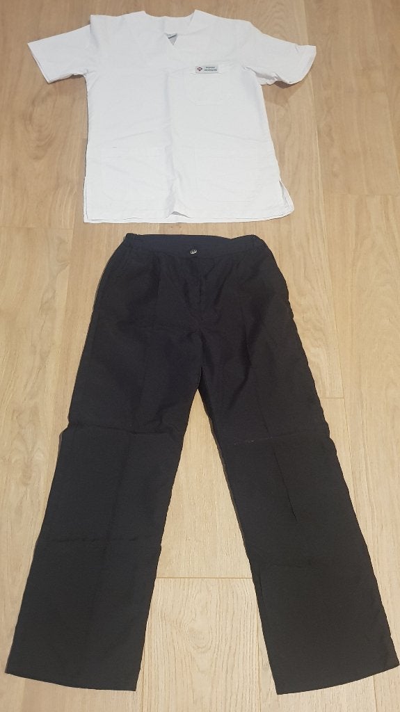 Uniform verpleegkundige maat 36 maat s blauw wit zorg broek, Verzenden, Zo goed als nieuw