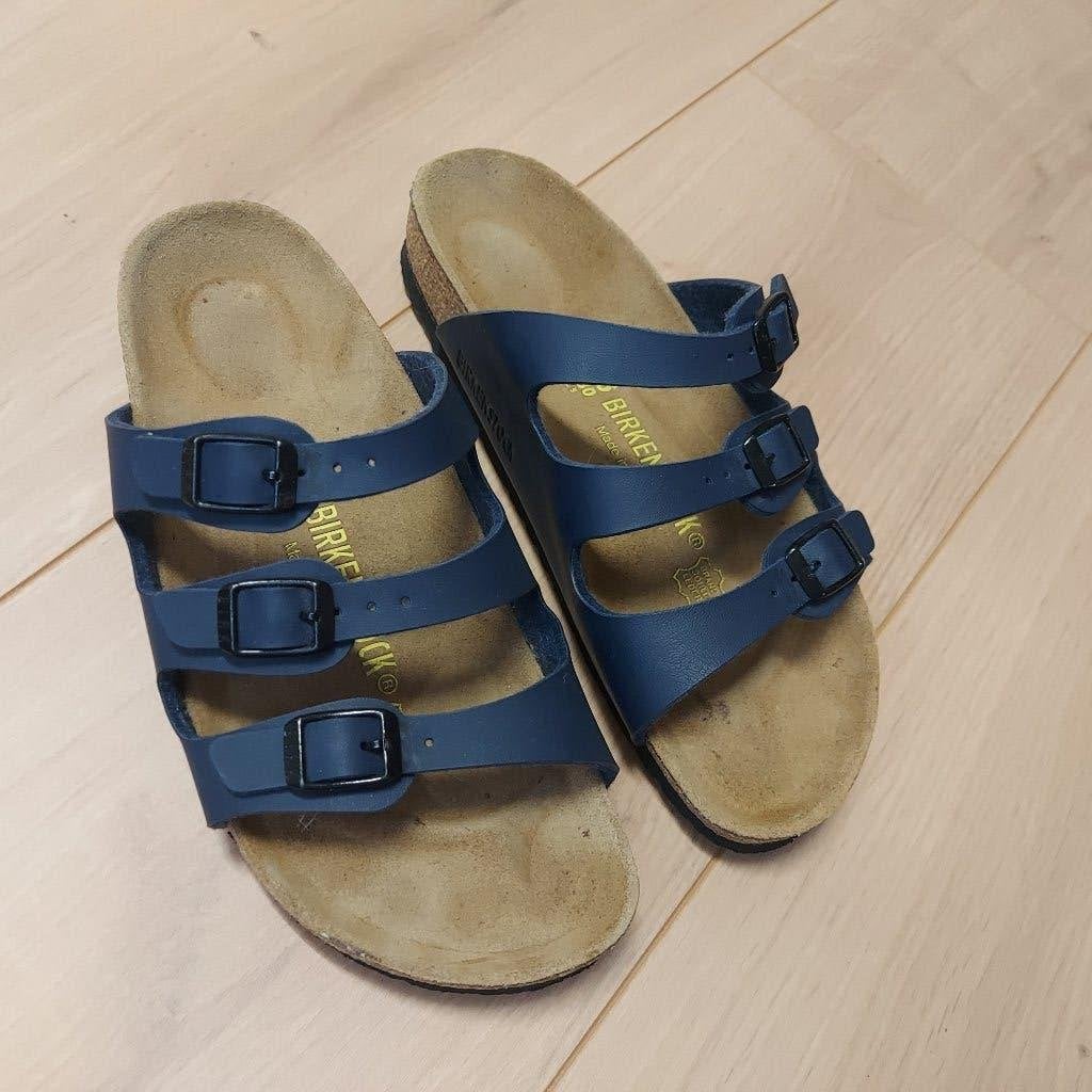 Slippers Birkenstock Florida maat 36 blauw zgan, Slippers, Blauw, Ophalen of Verzenden, Zo goed als nieuw
