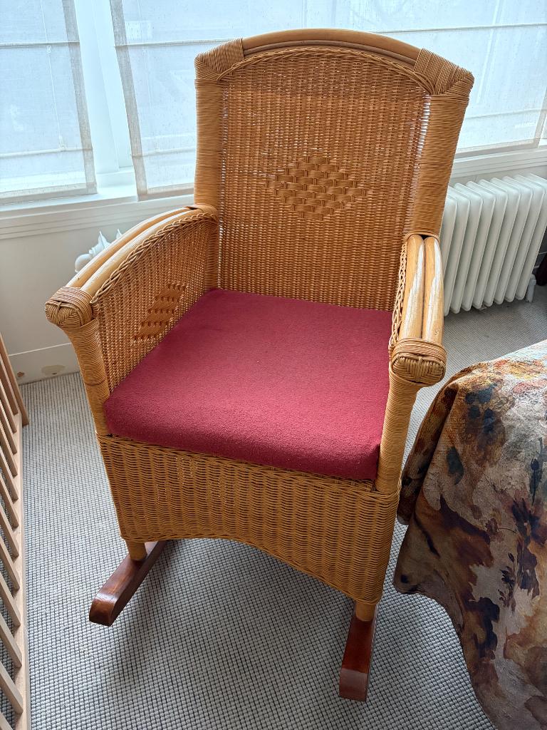 Rotan schommelstoel, Ophalen, Gebruikt, Bruin, Riet of Rotan