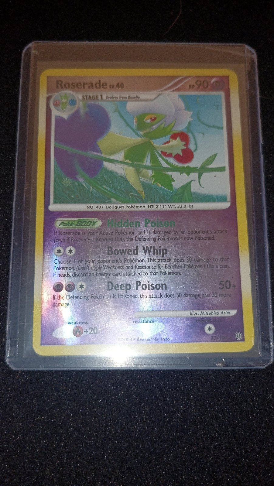 Pokemon Kaart Roserade Lv.40 (2008), Ophalen of Verzenden, Zo goed als nieuw, Losse kaart, Foil