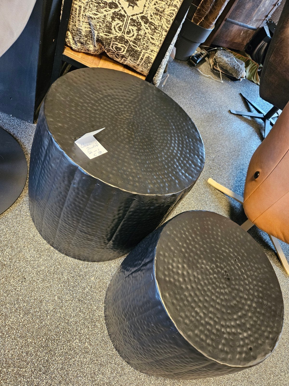Bijzettafel metaal zwart rond, Verzenden, Rond, Metaal of Aluminium, Minder dan 55 cm
